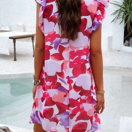 Chic Floral Print Sleeveless Dress - Women's Elegant Fashion