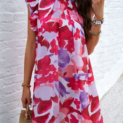 Chic Floral Print Sleeveless Dress - Women's Elegant Fashion