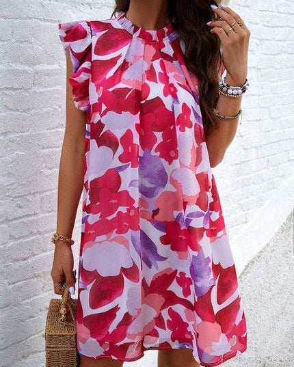 Chic Floral Print Sleeveless Dress - Women's Elegant Fashion