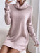 Elegant Solid Color Turtleneck Knit Sweater Dress for Women