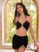 Women's split gold velvet three-piece vacation beach bikini