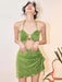 Women's split gold velvet three-piece vacation beach bikini