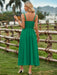 Chic Women's Solid Color Suspender Waist Dress in Bohemian Style