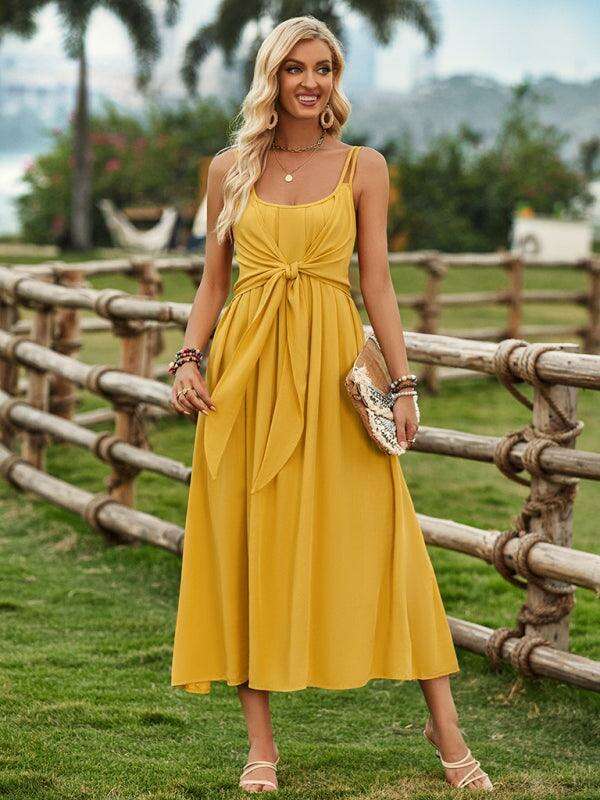 Boho Chic Viscose Suspender Dress - Effortless Ranch Style Elegance