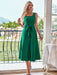 Elegant Square Neck Dress with Waist Strap - Women's Chic Choice