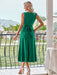 Elegant Square Neck Dress with Waist Strap - Women's Chic Choice