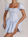 Women's New Puff Sleeve Square Neck Corset Princess Skirt Two-piece Dress