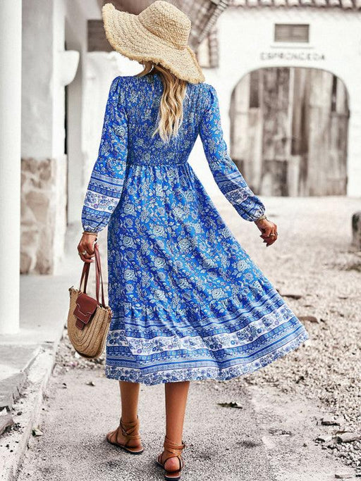 Vibrant Bohemian V-Neck Dress for Women