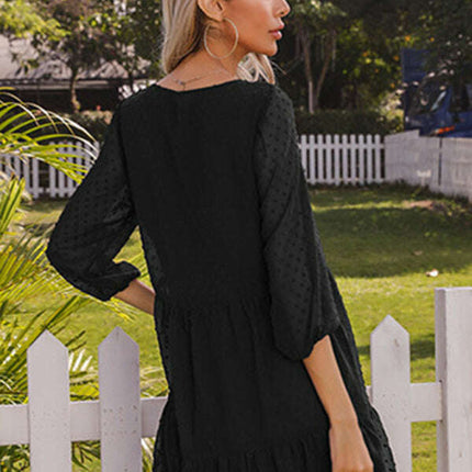 Women's new fashion solid color splicing lace loose dress