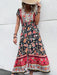Bohemian Vibe Floral Print V-Neck Slit Rayon Dress for Women