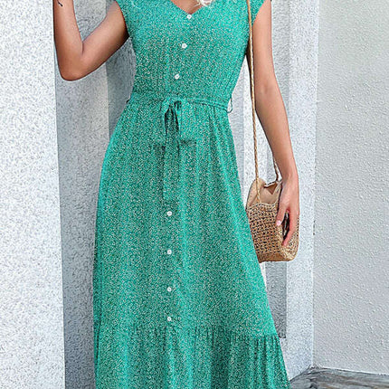 Women's new resort style printed sleeveless strappy dress