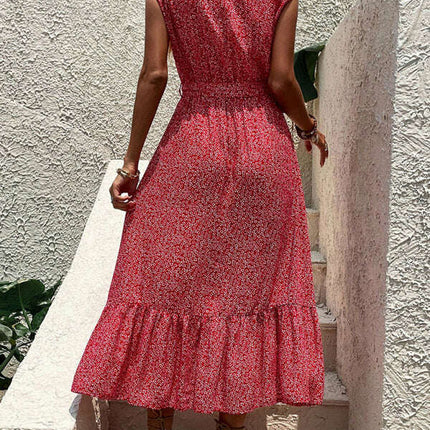 Women's new resort style printed sleeveless strappy dress