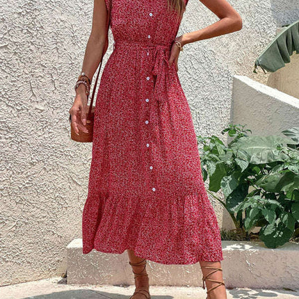 Women's new resort style printed sleeveless strappy dress