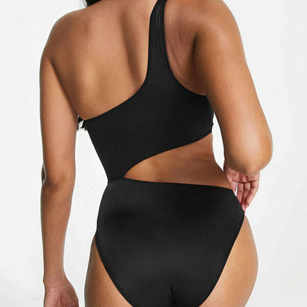 Ladies new black and white stitching contrasting color hollow swimsuit
