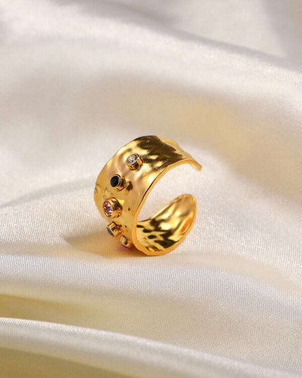 Women's new fashionable colorful zircon open personality ring