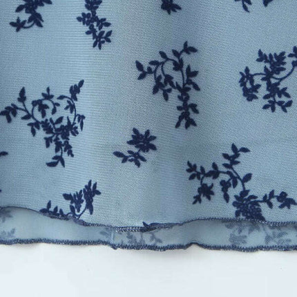 Women's new mesh printed V-neck sexy dress