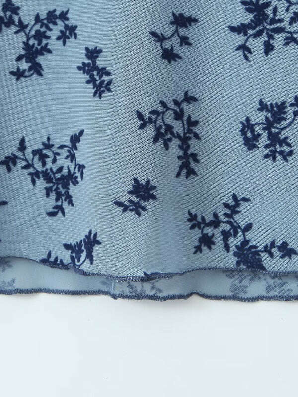 Women's new mesh printed V-neck sexy dress