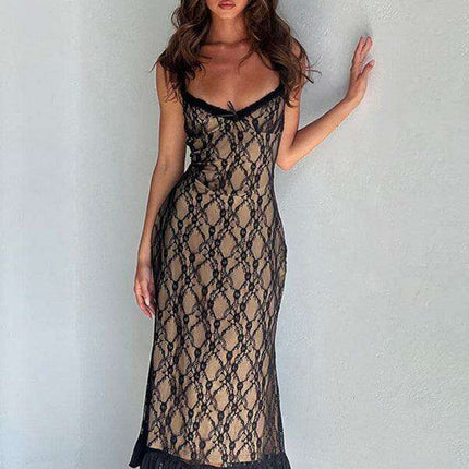 Elegant Bow-Accented Lace Sling Dress for Fashion-Forward Women