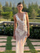 Lace Detail V-neck Sleeveless Hollow Waist Dress for Women