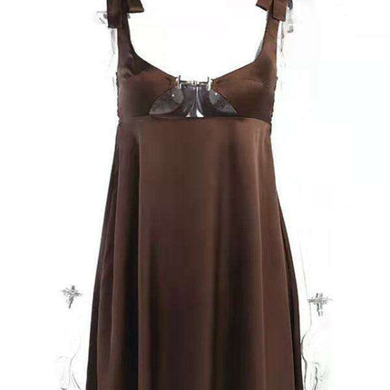 Elegant French Satin Lace-Up Strapless Mini Dress for Women