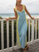 Chic Sleeveless Color Block Maxi Dress with U-Neck and Open Back