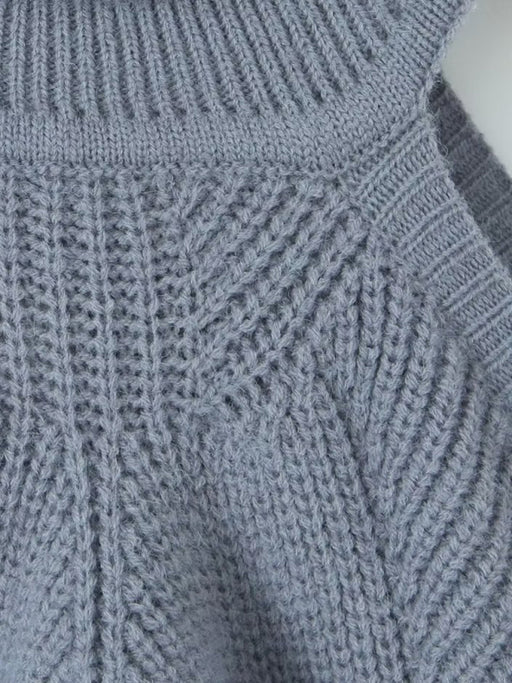 Seductive Off-Shoulder Knit Sweater with Turtleneck Detail