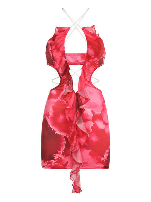 Summer Goddess Ruffle Suspender Mini Dress - A Flirty Choice