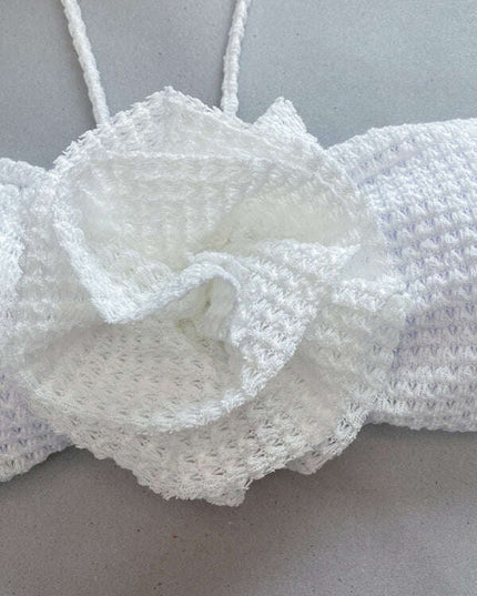 Women's new three-piece bikini three-dimensional flower split swimsuit