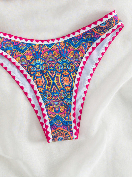 Split Design Crocheted Bikini Set - Women's Halterneck Swimsuit