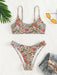 New holiday retro printed tube top high waist bikini