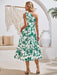 Bohemian Chic Strappy Off-Shoulder Printed Dress with Waist Tie