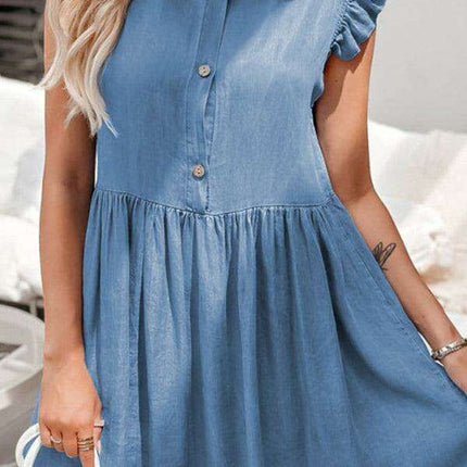 Chic Ruffled Sleeve Mini Skirt for Women with Flattering Waist Design