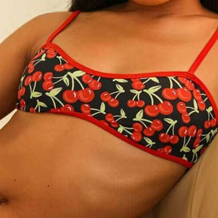 Women's New Cherry Print Bandeau Bikini
