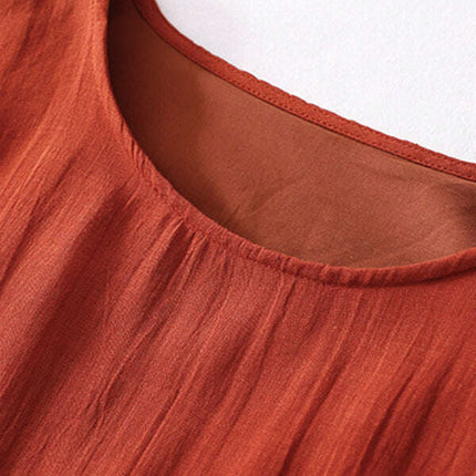 New literary retro casual loose embroidered long dress with large hem