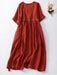New literary retro casual loose embroidered long dress with large hem