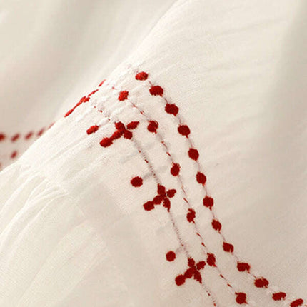 New literary retro casual loose embroidered long dress with large hem