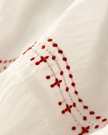 New literary retro casual loose embroidered long dress with large hem