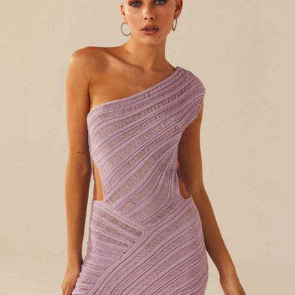 Chic One-Shoulder Mini Dress with Cut-Out Waist Detail