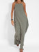 New fashionable casual cotton and linen slit suspender dress