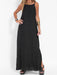New fashionable casual cotton and linen slit suspender dress