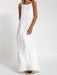 New fashionable casual cotton and linen slit suspender dress