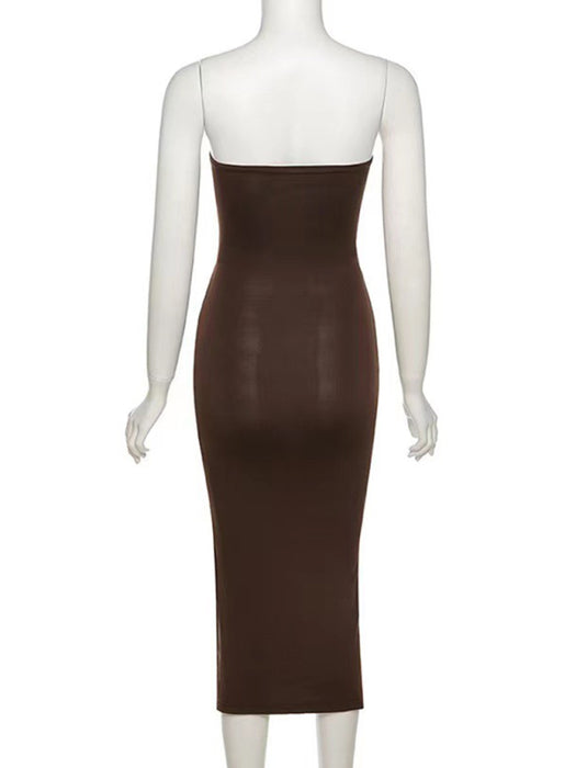 Seductive One-Shoulder Hollow High-Slit Dress for Women