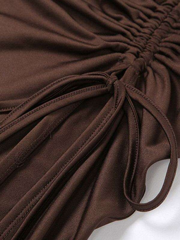 Elegant One-Shoulder Maxi Dress with High Slit for Women