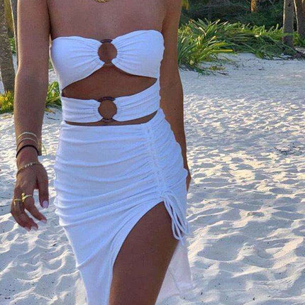 Elegant One-Shoulder Maxi Dress with High Slit for Women