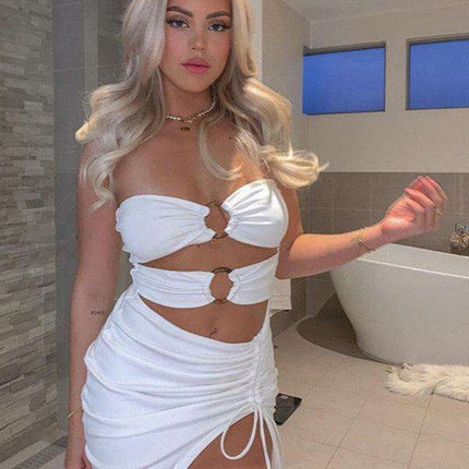 Elegant One-Shoulder Maxi Dress with High Slit for Women