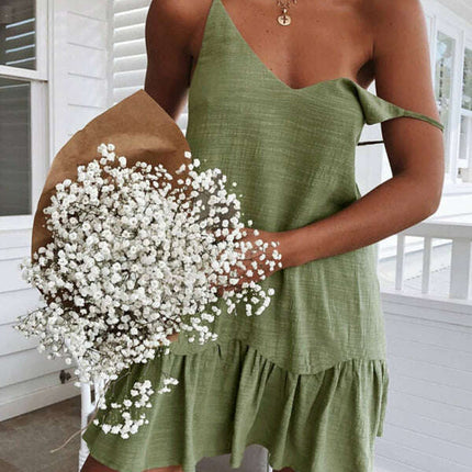 New women's fashion sexy suspender V-neck backless dress