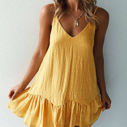 New women's fashion sexy suspender V-neck backless dress