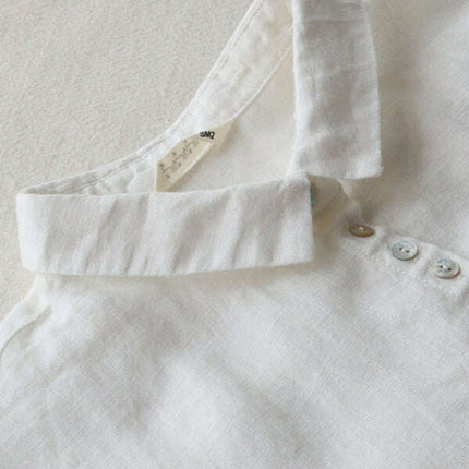 New women's simple loose three-quarter sleeve lapel shirt dress