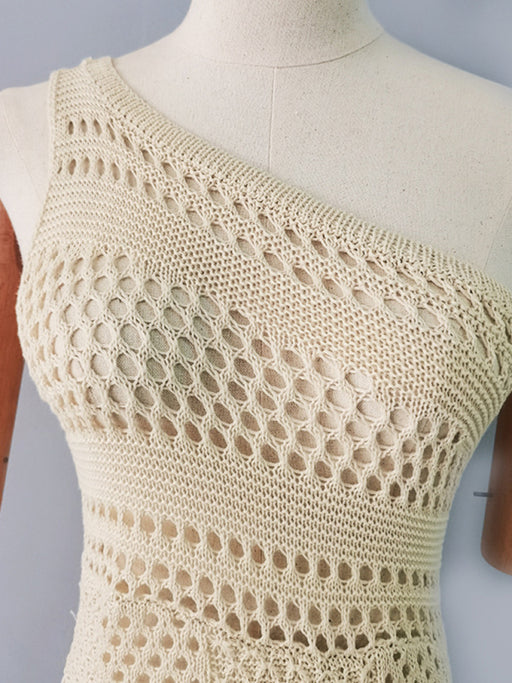 Women's sexy hollow sleeveless hip-covering knitted dress