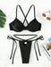 Strappy V-Neck High-Waisted Bikini Set - Women's Seductive Swimwear